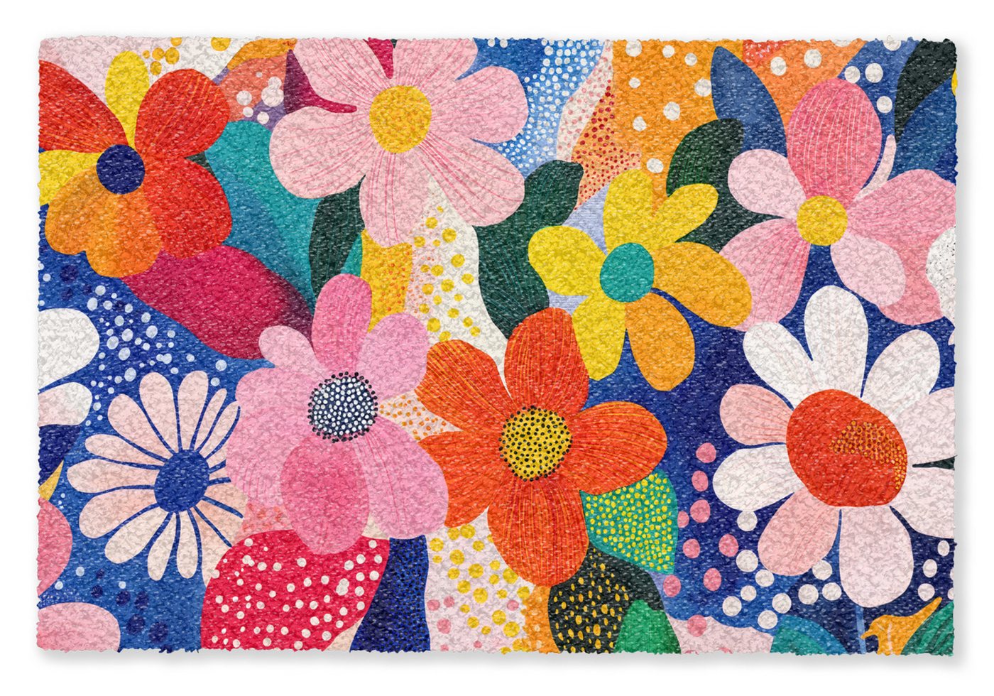 MuchoWow Fußmatte Blumen - Bunt - Tupfen, Rechteckig, innen Schmutzfangmatte, T ür, Schmutzfänger Flur, Teppich 60x40 cm Bild 3