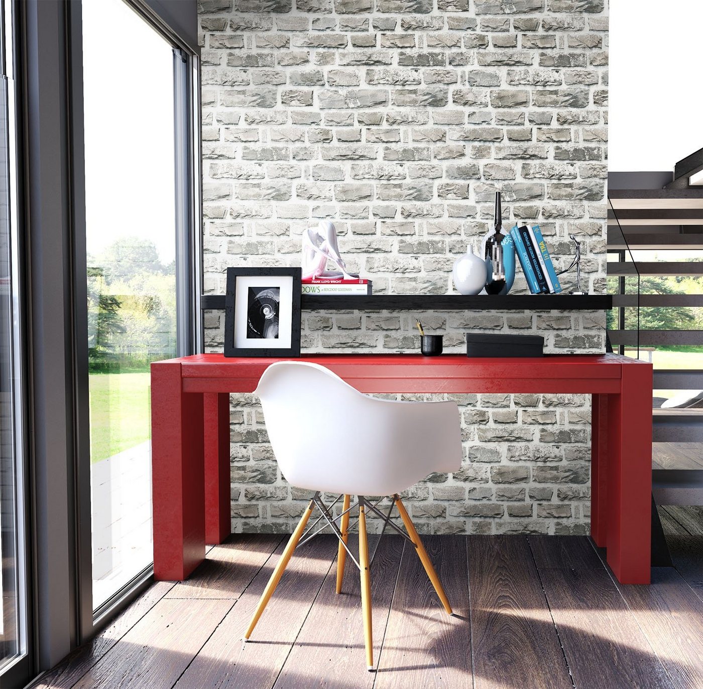 Newroom Vliestapete, Steintapete Grau Ziegelstein Backstein Mauerwerk Klinker Tapete Steinoptik Wohnzimmer Schlafzimmer Flur, Tapete Steinoptik Wohnzimmer Bild 3