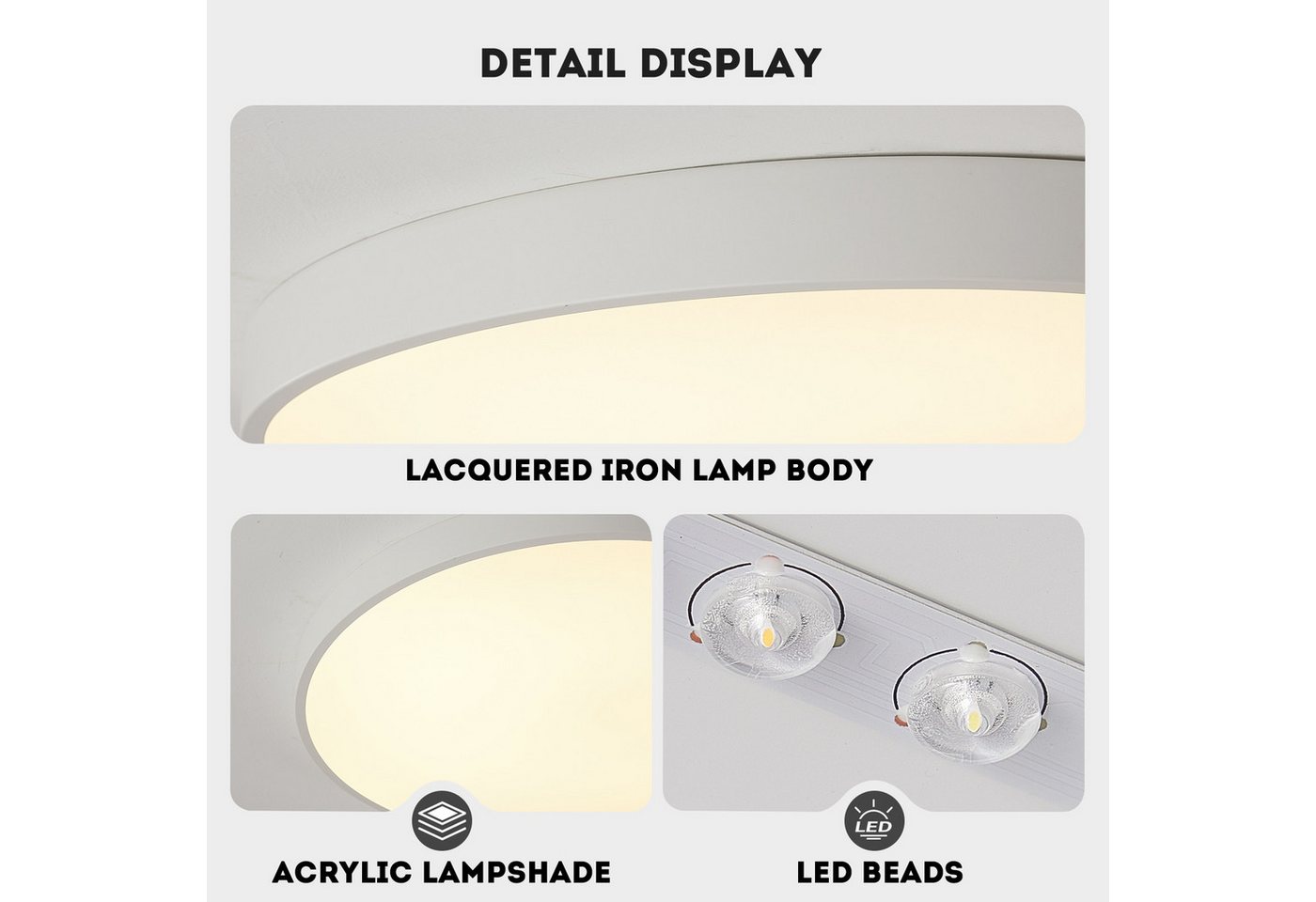 style home LED Deckenleuchte Deckenlampe, 12W-Ø23x5cm, LED fest integriert, Warmweiß 3000K, nicht dimmbar ohne Fernbedienung, für Küche Diele Flur Balkon, 23x23x5 cm, Weiß Bild 4