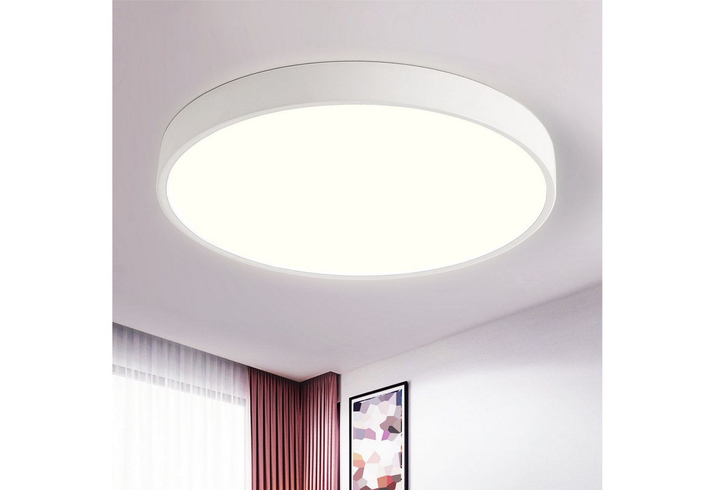 style home LED Deckenleuchte Deckenlampe, 12W-Ø23x5cm, LED fest integriert, Warmweiß 3000K, nicht dimmbar ohne Fernbedienung, für Küche Diele Flur Balkon, 23x23x5 cm, Weiß Bild 5