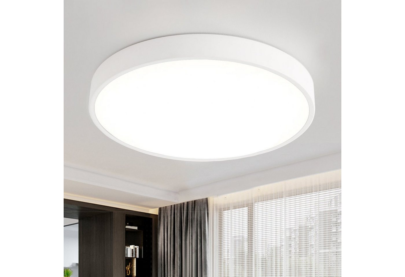 style home LED Deckenleuchte Deckenlampe, 24W-Ø30x4cm, LED fest integriert, Warmweiß 3000K, nicht dimmbar ohne Fernbedienung, für Wohnzimmer Schlafzimmer Büro Küche Diele, Ø30x4cm, Weiß Bild 4