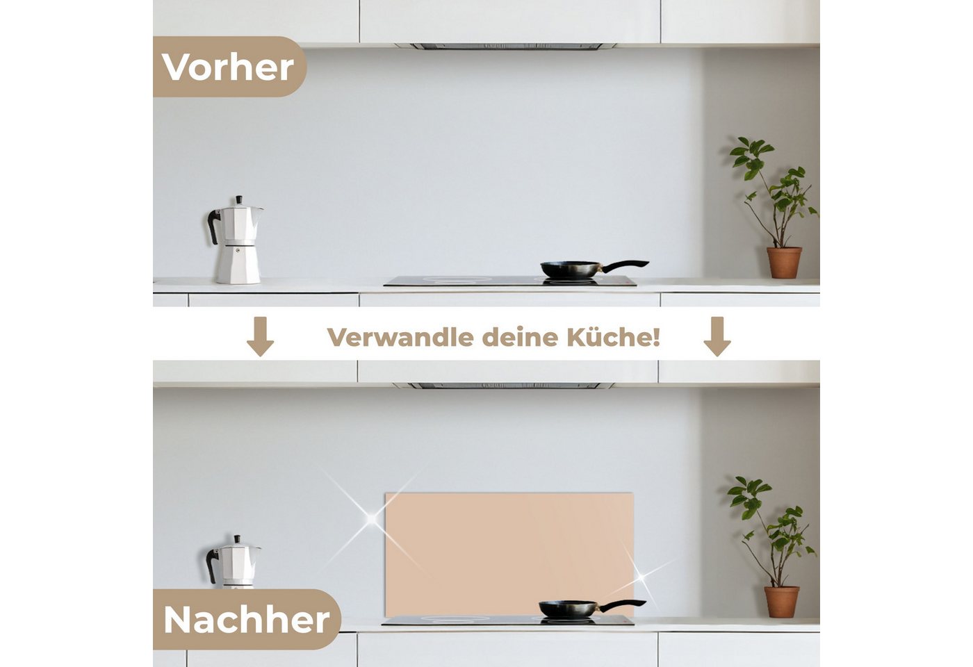 KitchenYeah Küchenrückwand selbstklebend (keine Folie) Beige - Farben - Unifarben, (1-tlg), Küchenrückwand, Spritzschutz, Kitchen, 60x30 cm Bild 2