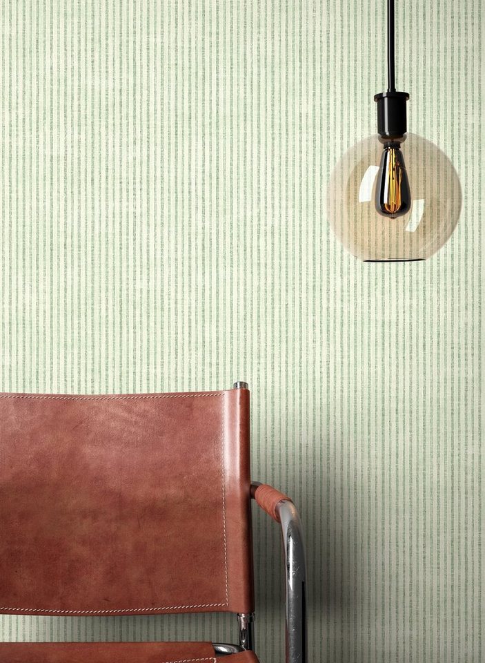 Newroom Vliestapete Milana Green Tapete Streifentapete Streifen,Linien, Grün Tapete Modern Streifen - Streifentapete Gestreifte Tapete Weiß Landhaus Linien für Wohnzimmer Schlafzimmer Küche, Gestreifte Tapete