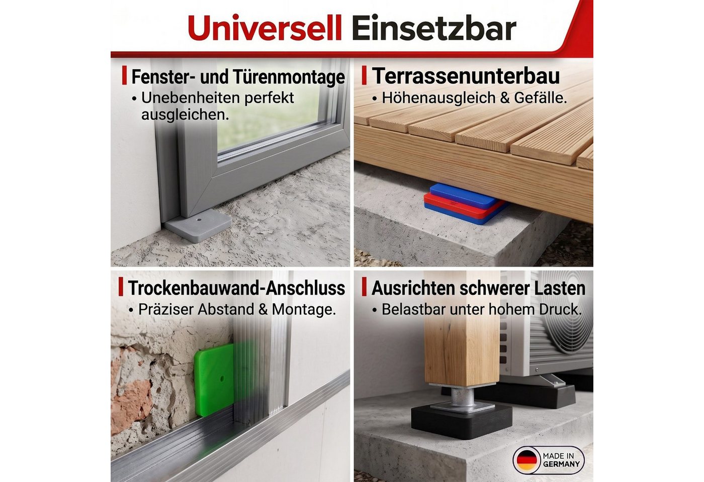 Inovatec Unterlegplatte Kunststoff Unterlegplatten 70 x 70, 160-St.