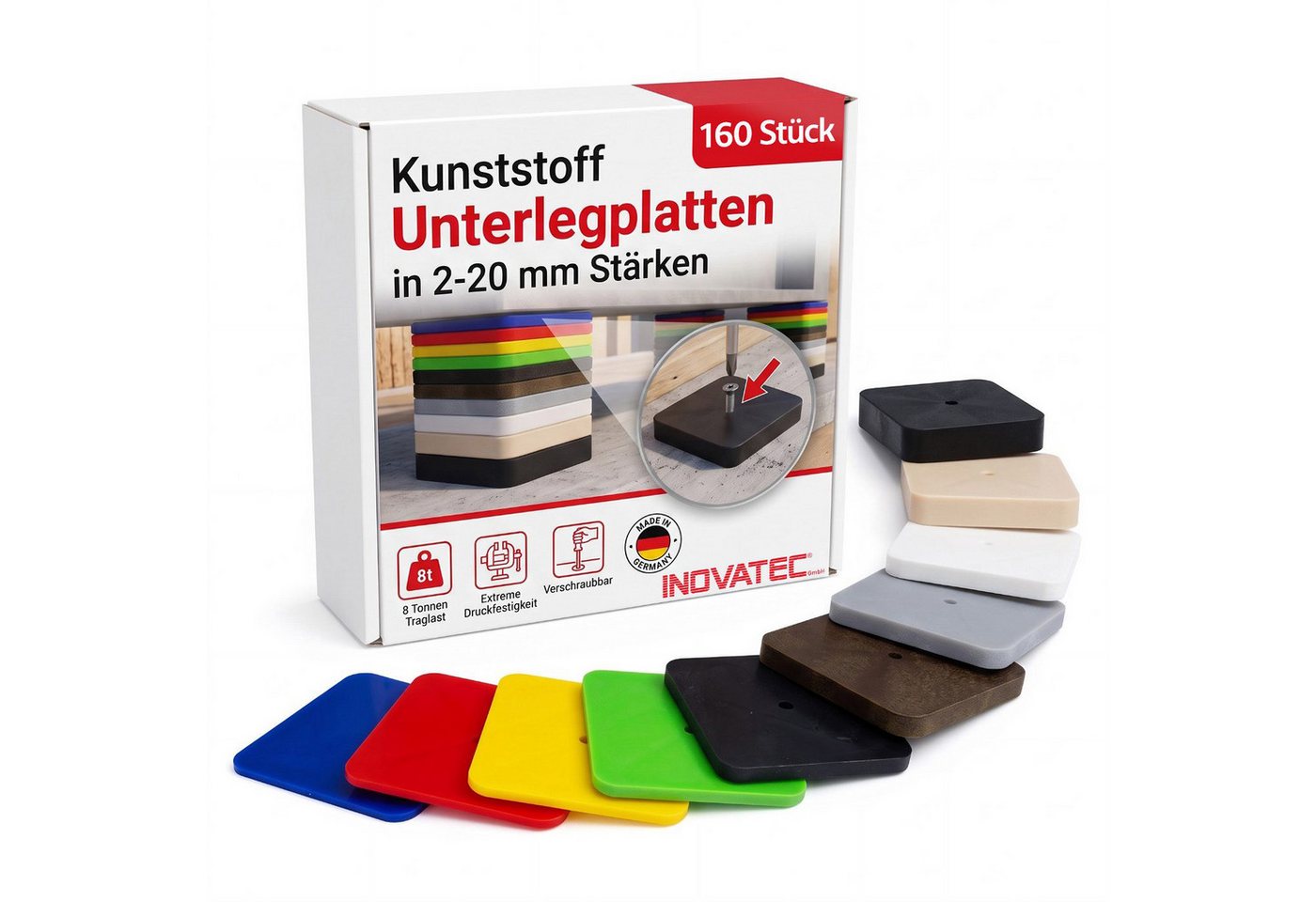 Inovatec Unterlegplatte Kunststoff Unterlegplatten 70 x 70, 160-St. Bild 3
