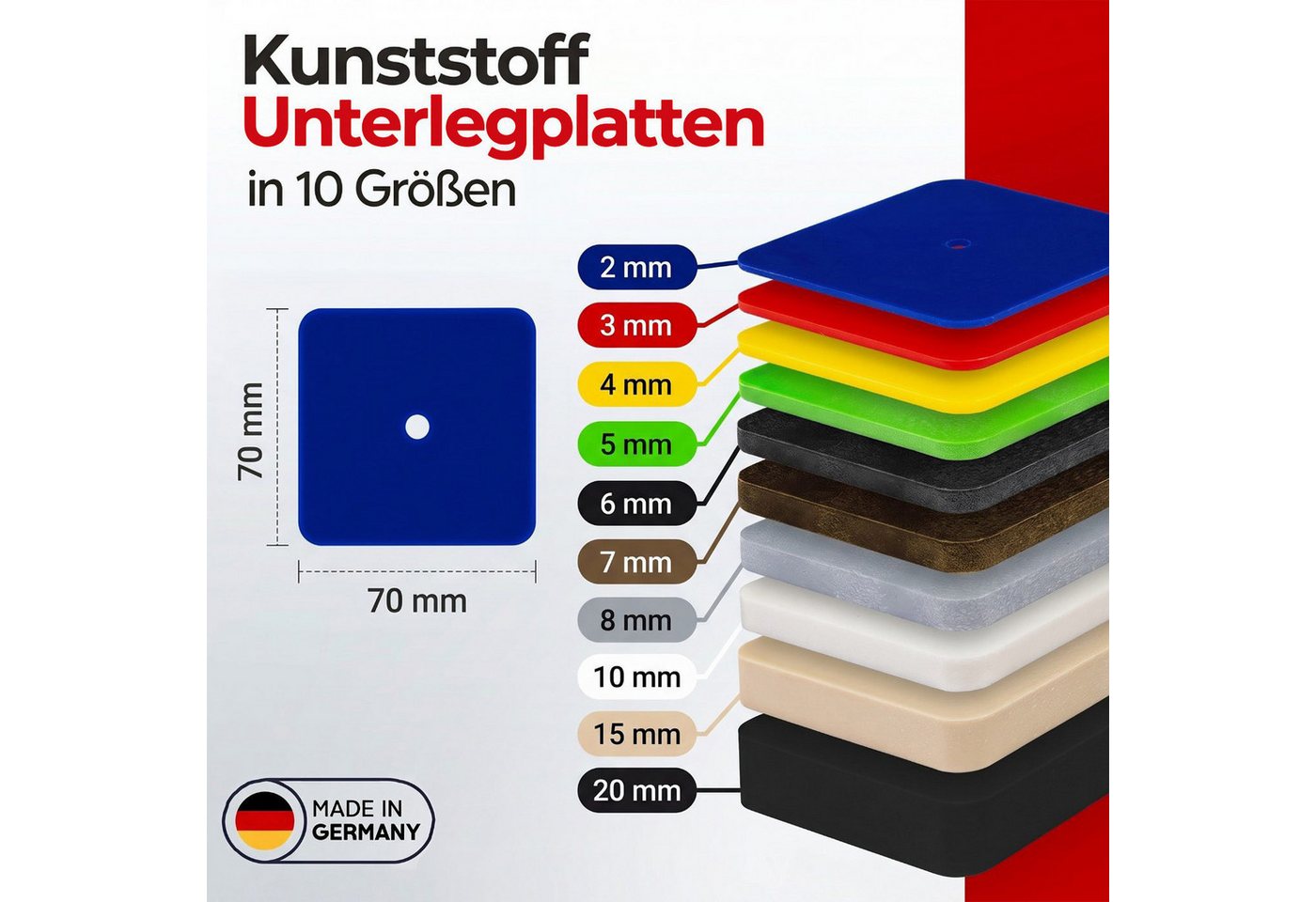 Inovatec Unterlegplatte Kunststoff Unterlegplatten 70 x 70, 160-St. Bild 4