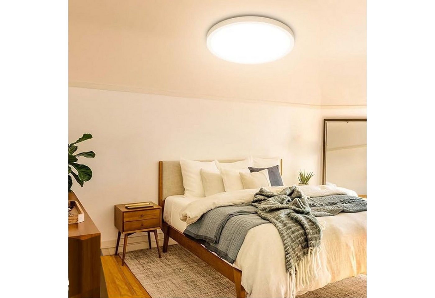 MUPOO Tageslichtlampe LED Deckenleuchte, 36W Ultradünne Flach 18mm, Pendelleuchte 4300LM, Ø37cm, Warmweiß, LED fest integriert, 3 Farbtemperaturen