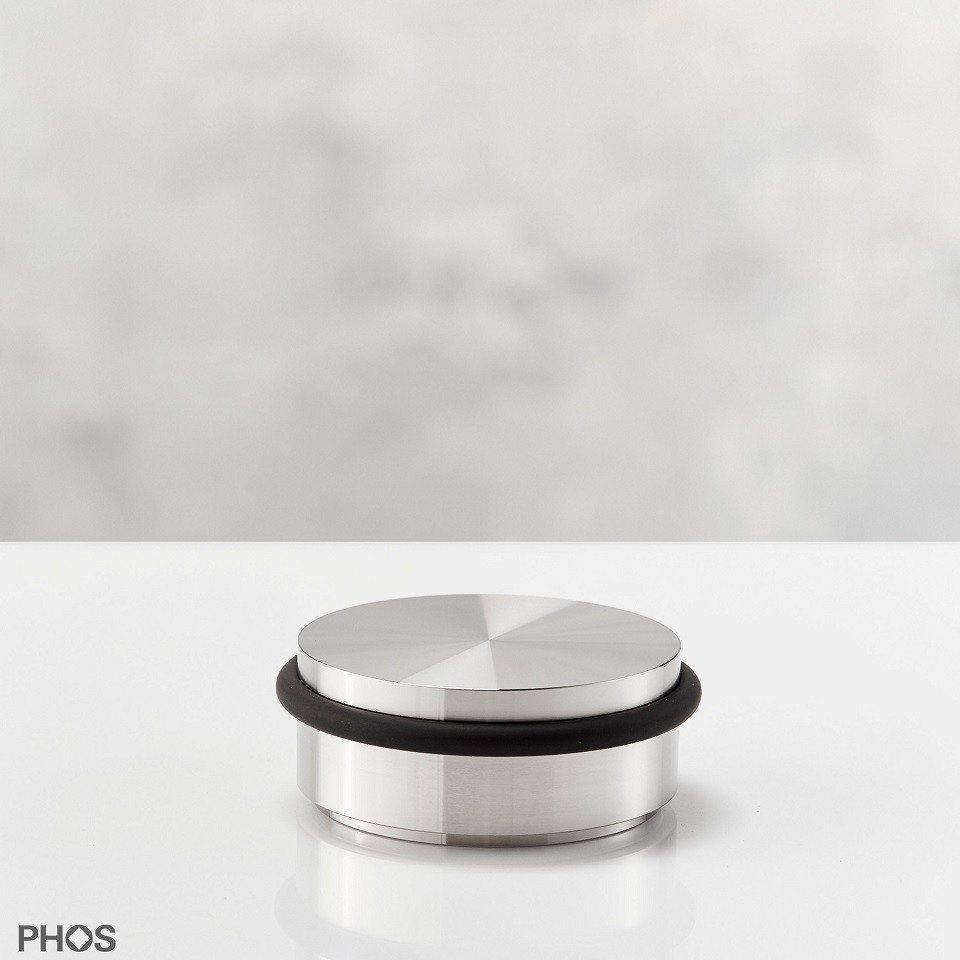 PHOS Design Türstopper aus massivem Edelstahl und Viton® Gummi-Puffer, Boden-Türstopper (TSB70-30)