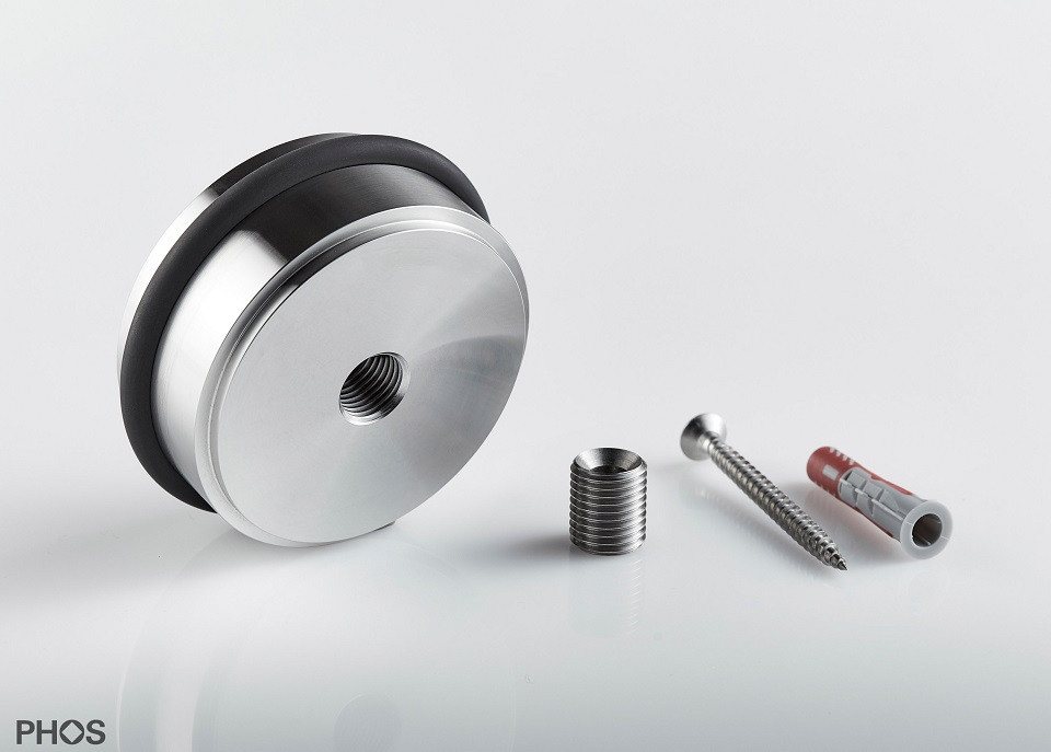 PHOS Design Türstopper aus massivem Edelstahl und Viton® Gummi-Puffer, Boden-Türstopper (TSB70-30) Bild 3