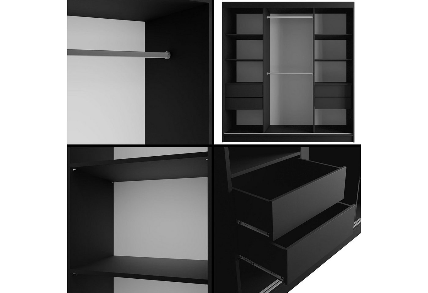 ALTDECOR Schiebetürenschrank V2-LOFTIA (Kleiderschrank Garderobenschrank mit viel Stauraum Moderner Schrank) Spiegel Spiegeltüren Vielseitiger Schwebetürenschrank Bild 2