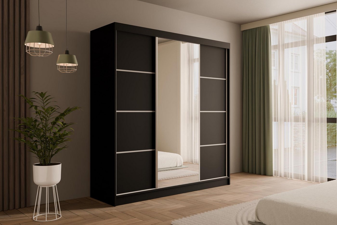 ALTDECOR Schiebetürenschrank V2-LOFTIA (Kleiderschrank Garderobenschrank mit viel Stauraum Moderner Schrank) Spiegel Spiegeltüren Vielseitiger Schwebetürenschrank Bild 3