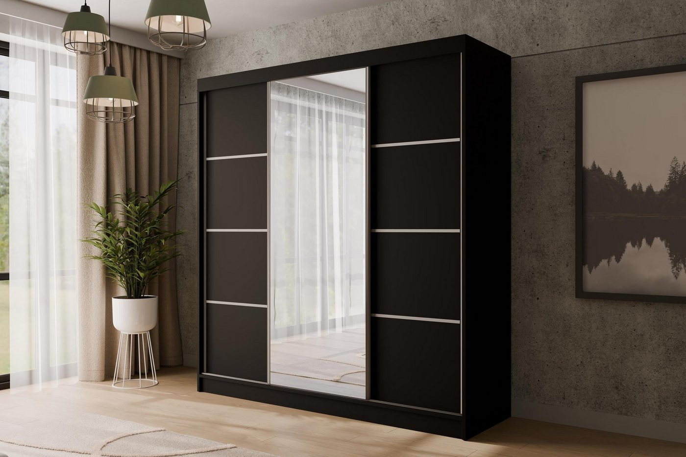 ALTDECOR Schiebetürenschrank V2-LOFTIA (Kleiderschrank Garderobenschrank mit viel Stauraum Moderner Schrank) Spiegel Spiegeltüren Vielseitiger Schwebetürenschrank Bild 5