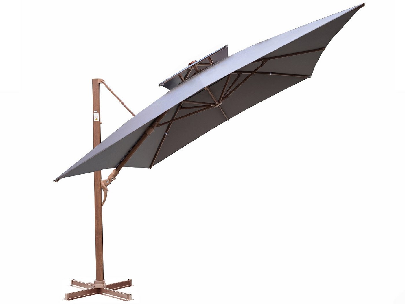 Gardissimo Ampelschirm Ampelschirm mit Ständer Marbella 300x400 cm anthrazit, Holz-Optik, LxB: 300x400 cm, Spar-Set, inkl. Plattenständer, UV-Schutz 50+, 360 Grad drehbar, axial verstellbar Bild 4