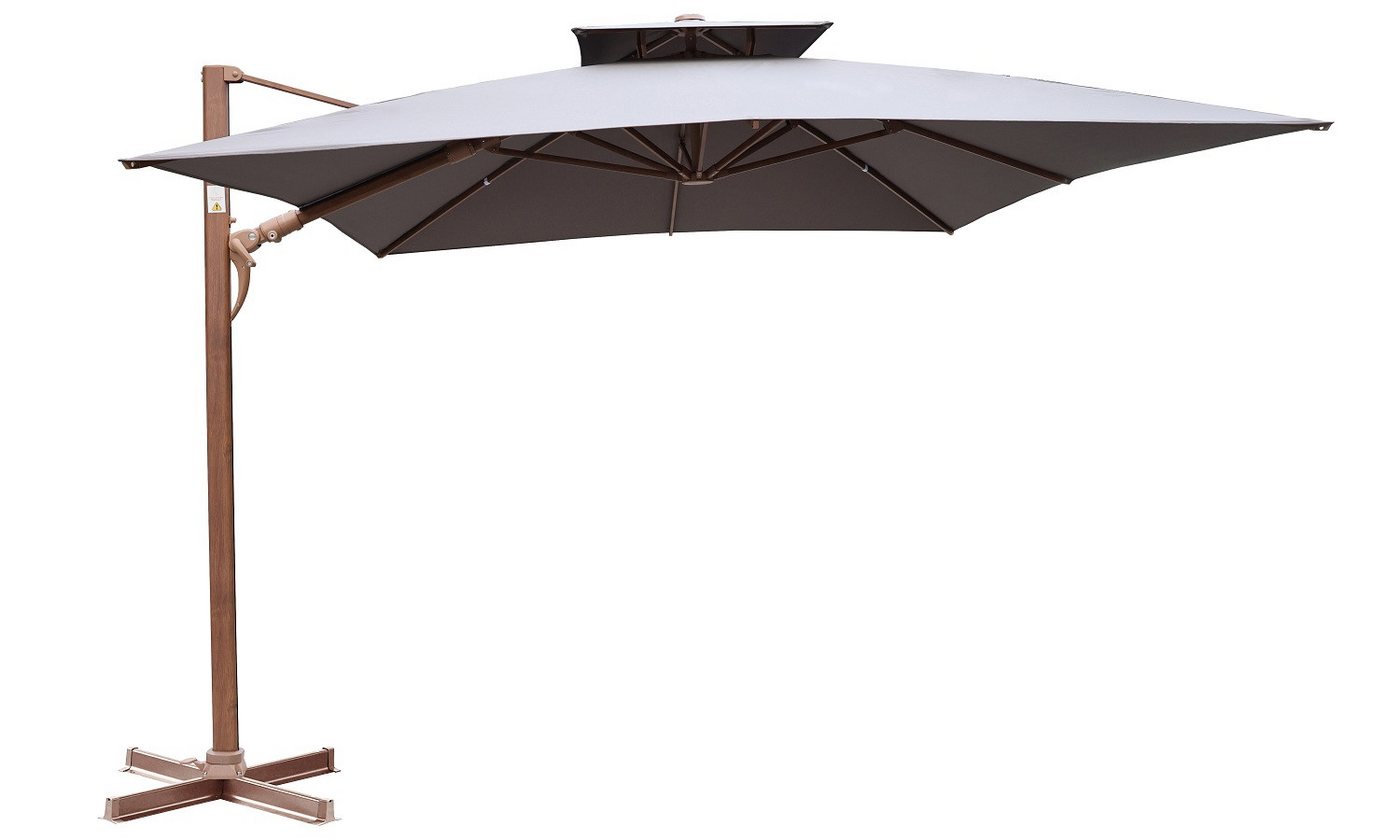 Gardissimo Ampelschirm Ampelschirm mit Ständer Marbella 300x400 cm anthrazit, Holz-Optik, LxB: 300x400 cm, Spar-Set, inkl. Plattenständer, UV-Schutz 50+, 360 Grad drehbar, axial verstellbar Bild 5