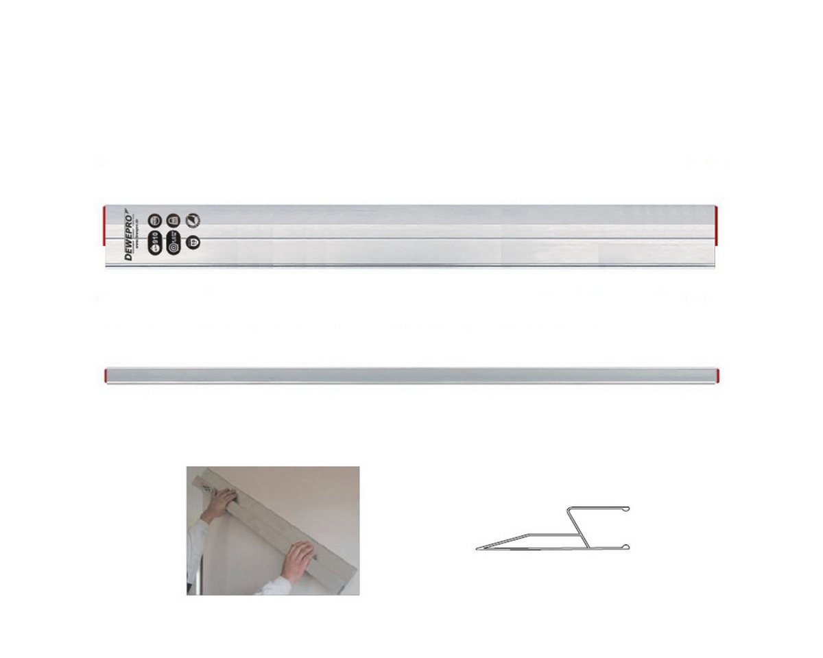 DEWEPRO Wasserwaage DEWEPRO kombinierte Trapez/HA-Kartätsche Alu Abziehlatte, 200cm 2m