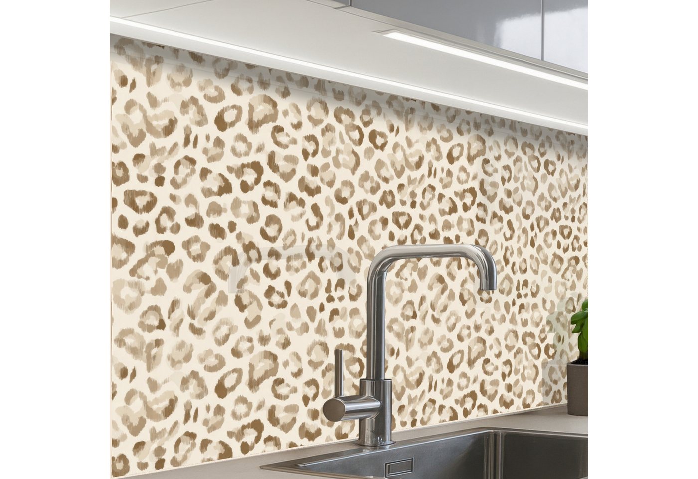KitchenYeah Küchenrückwand Muster selbstklebend (keine Folie) Leopard - Klassisch - Beige, (1-tlg), Spritzschutz, Küche, Rückwand, Küchenwand, Küchenfront, 30x20 cm