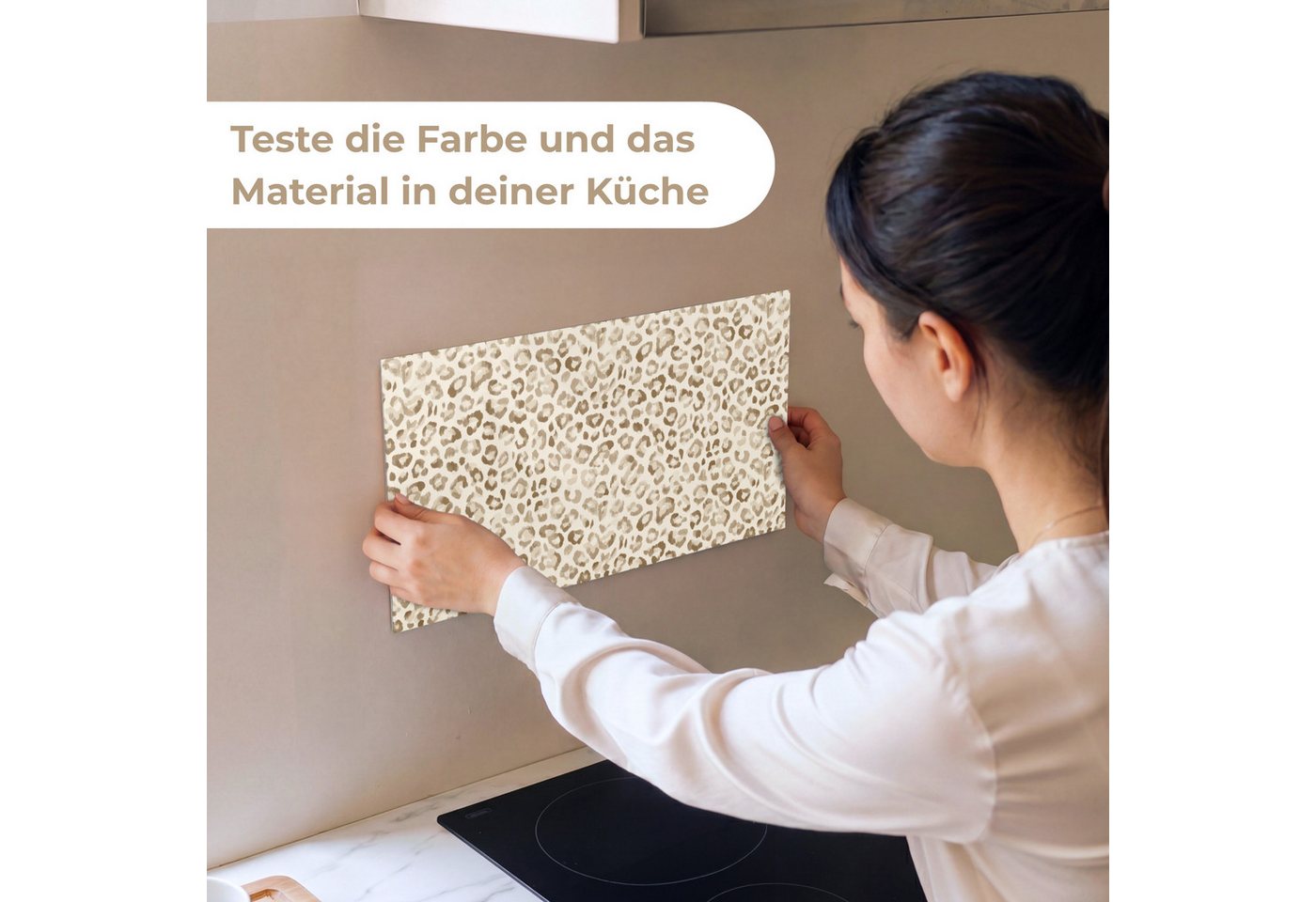 KitchenYeah Küchenrückwand Muster selbstklebend (keine Folie) Leopard - Klassisch - Beige, (1-tlg), Spritzschutz, Küche, Rückwand, Küchenwand, Küchenfront, 30x20 cm Bild 4