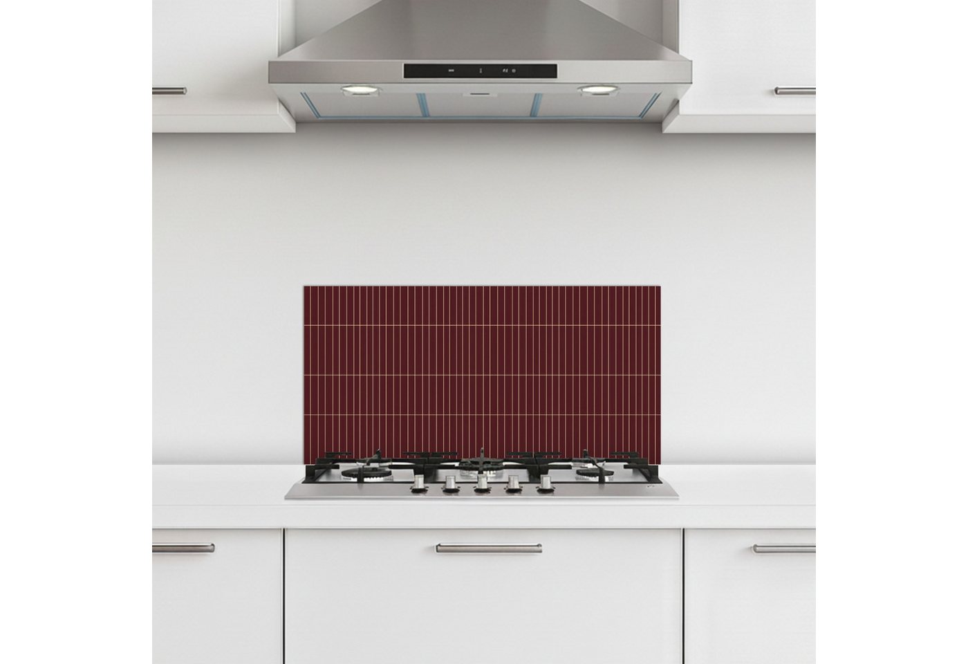 KitchenYeah Küchenrückwand selbstklebend (keine Folie) Linien - Muster - Bordeaux, (1-tlg), Küchenrückwand, Spritzschutz, Kitchen, 60x30 cm Bild 2