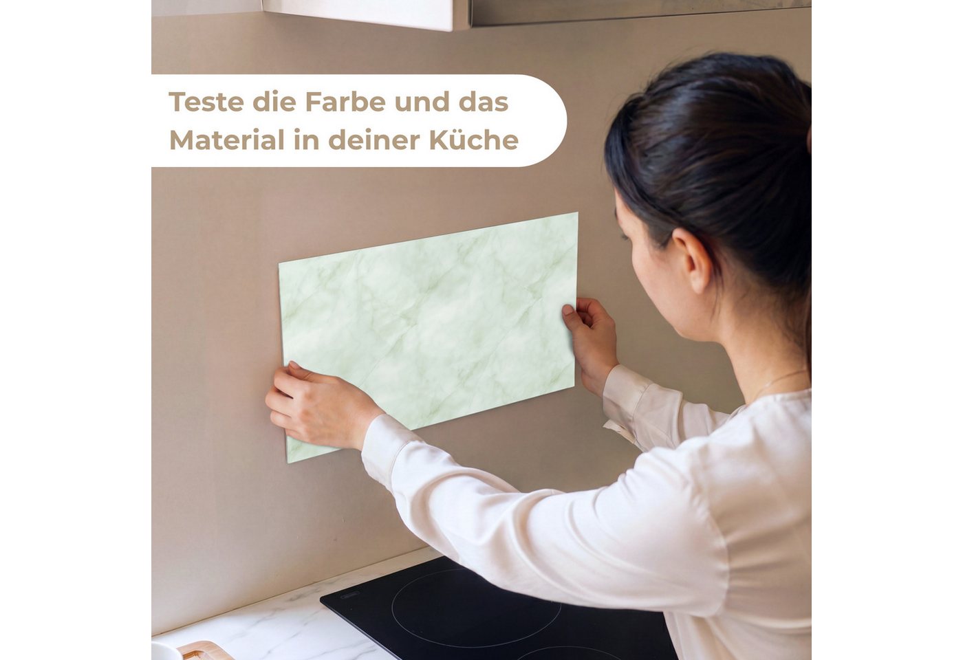 KitchenYeah Küchenrückwand Muster selbstklebend (keine Folie) Grün - Marmor - Fließende Adern, (1-tlg), Spritzschutz, Küche, Rückwand, Küchenwand, Küchenfront, 30x20 cm
