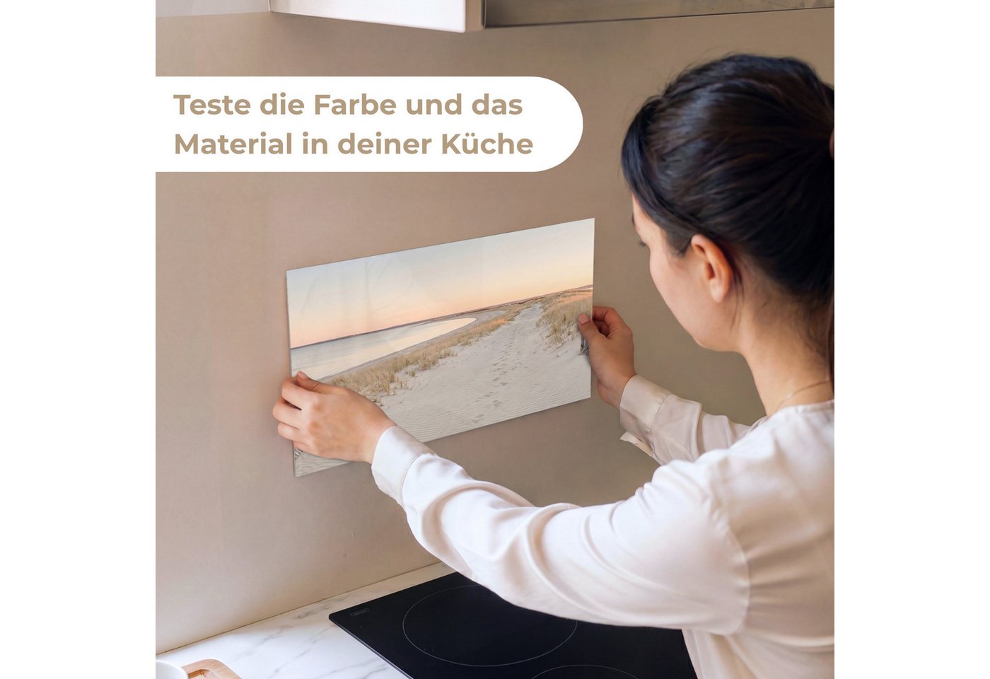 KitchenYeah Küchenrückwand Muster selbstklebend (keine Folie) Küstenlinie - Horizont - Zaun, (1-tlg), Spritzschutz, Küche, Rückwand, Küchenwand, Küchenfront, 30x20 cm Bild 4