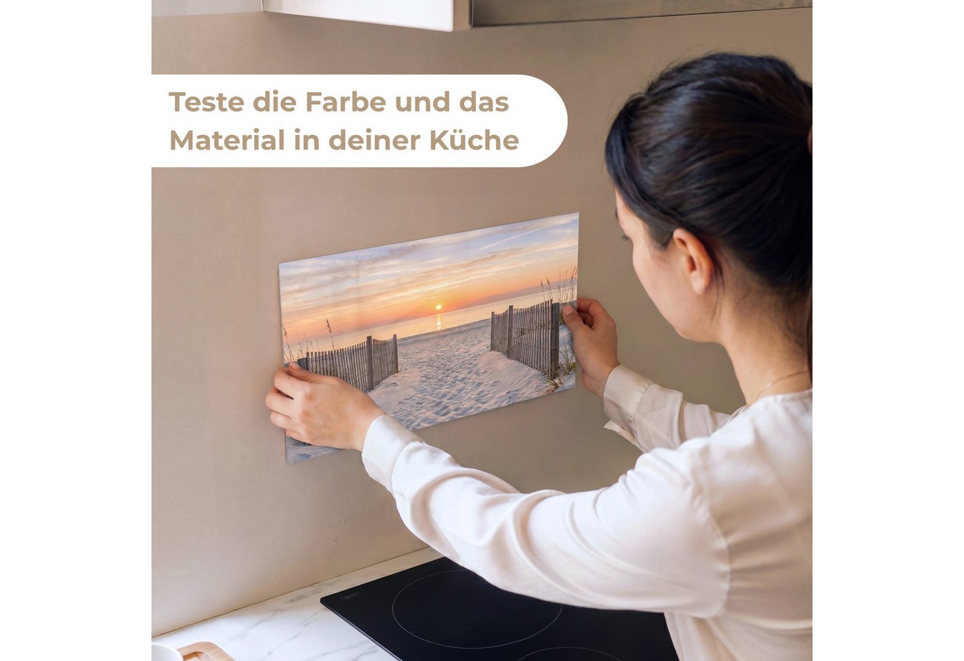 KitchenYeah Küchenrückwand Muster selbstklebend (keine Folie) Sonnenuntergang - Strand - Sand, (1-tlg), Spritzschutz, Küche, Rückwand, Küchenwand, Küchenfront, 30x20 cm Bild 4