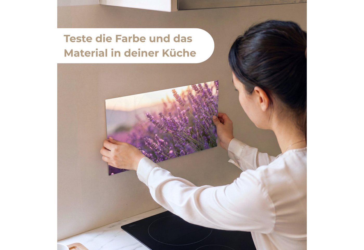 KitchenYeah Küchenrückwand Muster selbstklebend (keine Folie) Lavendel - Lila - Sonnenlicht, (1-tlg), Spritzschutz, Küche, Rückwand, Küchenwand, Küchenfront, 30x20 cm Bild 2