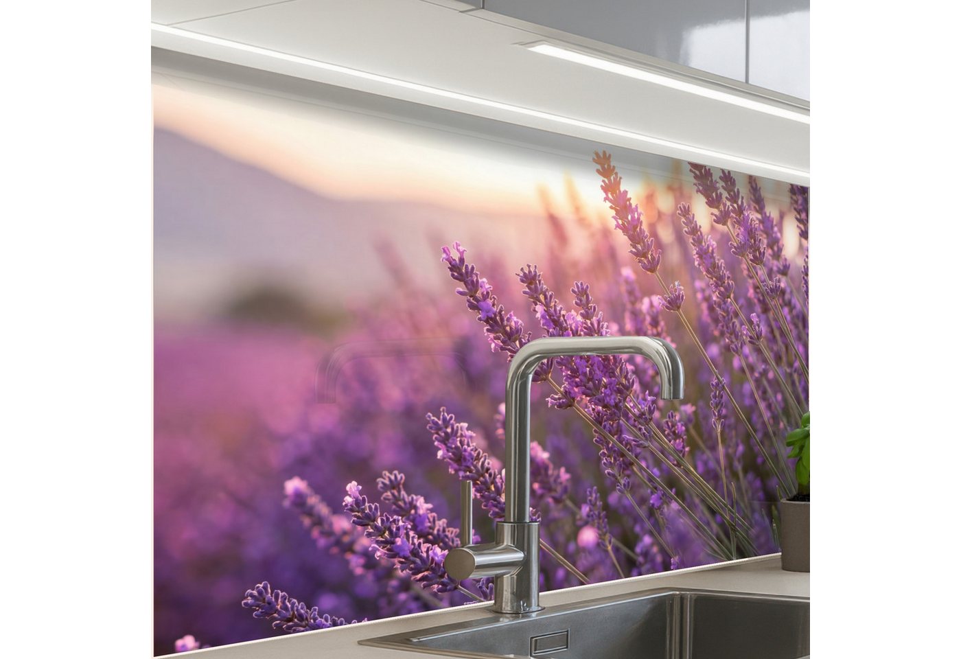 KitchenYeah Küchenrückwand Muster selbstklebend (keine Folie) Lavendel - Lila - Sonnenlicht, (1-tlg), Spritzschutz, Küche, Rückwand, Küchenwand, Küchenfront, 30x20 cm Bild 3