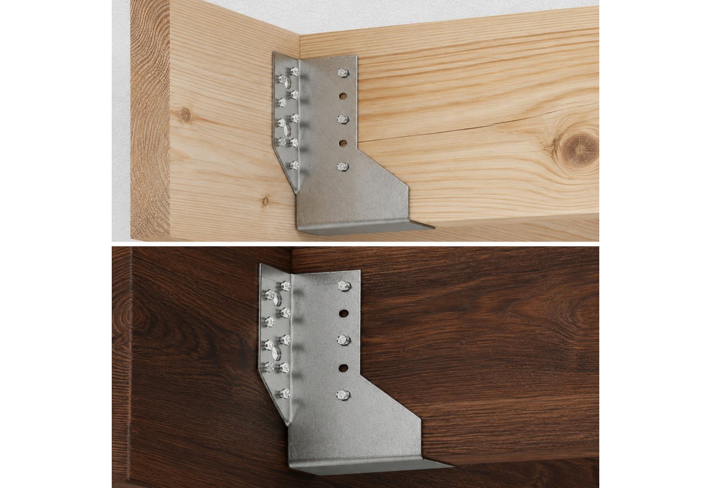 Torvon Balkenschuh 10 Stück Feuerverzinkt Balkenträger Holzverbinder für Carport, Pergola, LxB: 117.5x25 mm