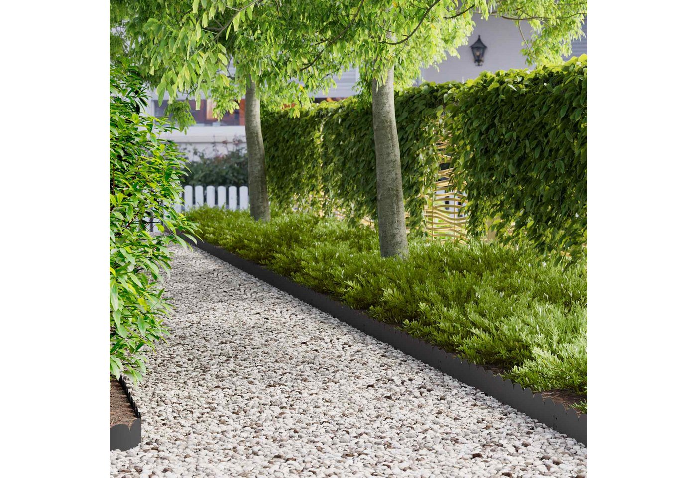 vidaXL Beetumrandung Raseneinfassung 10 stk. 103 x 15 cm Stahl Schwarz Bild 3
