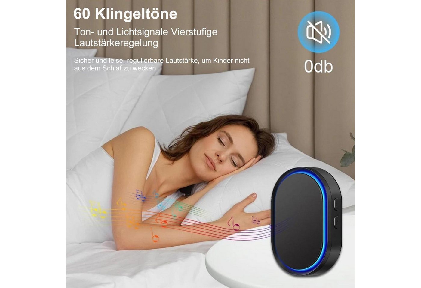 FELIXLEO Türklingel-Set Funkklingel Set Haus Türklingel Drahtlos LED 60 Melodien Schwarz Bild 2