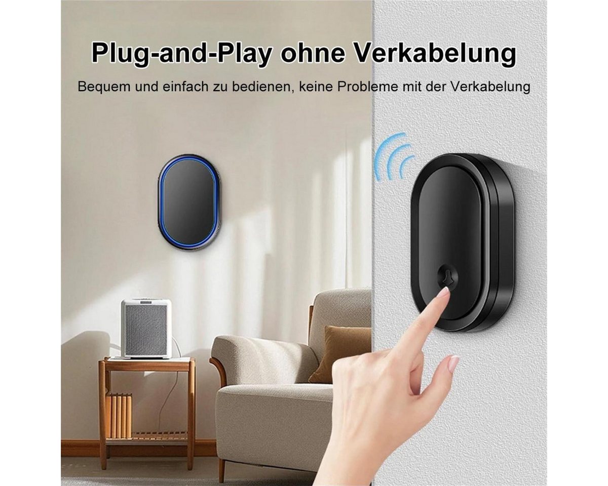 FELIXLEO Türklingel-Set Funkklingel Set Haus Türklingel Drahtlos LED 60 Melodien Schwarz Bild 4