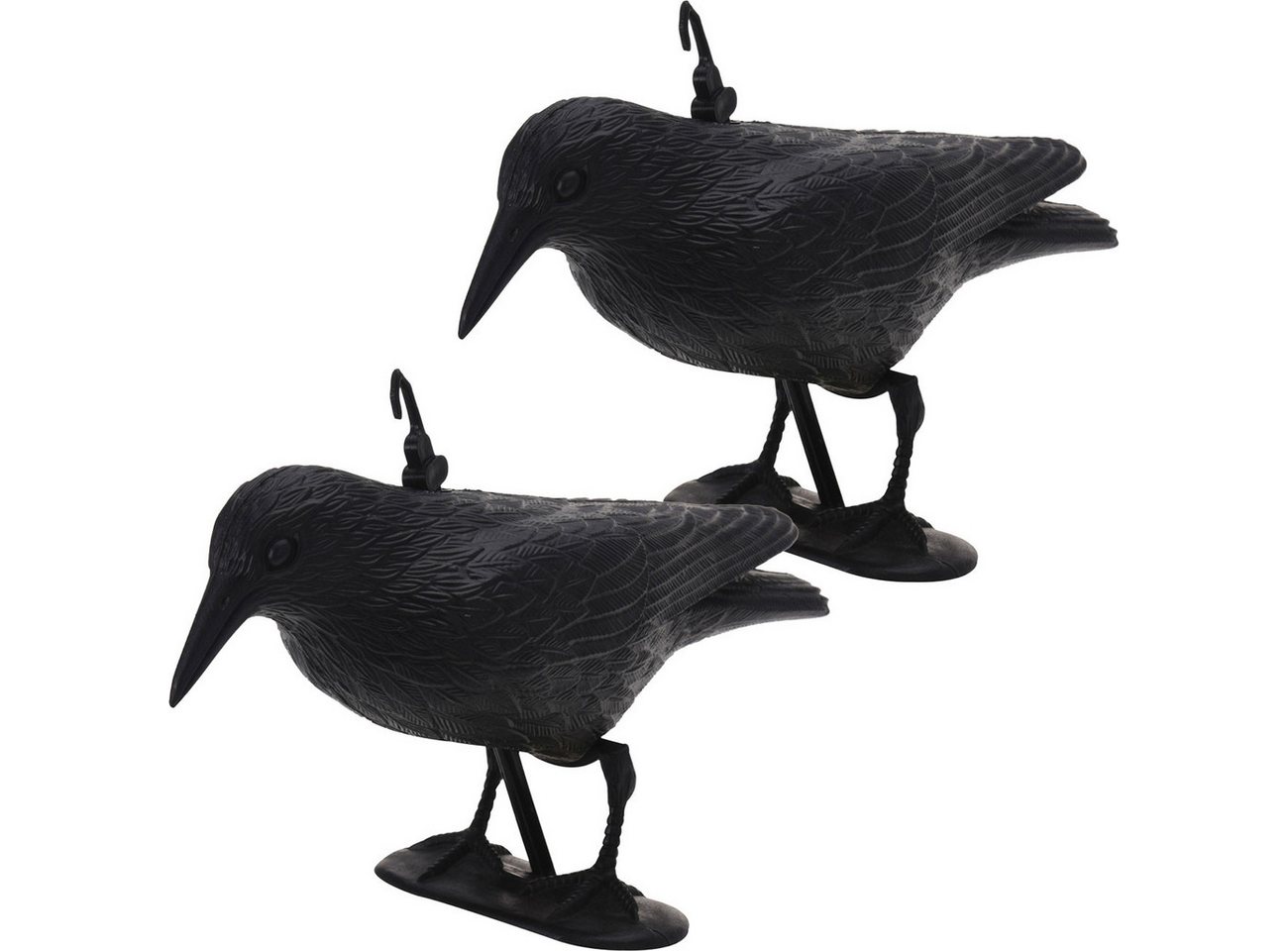 shop'n smile ideoon Vogel-Schreck Wetterfester Rabe zur Vogelabwehr, 35x19x13 cm, Vogelschreck, schwarz, 2-tlg., Raben-Attrappe in Lebensgröße zur Spatzenabwehr Bild 4