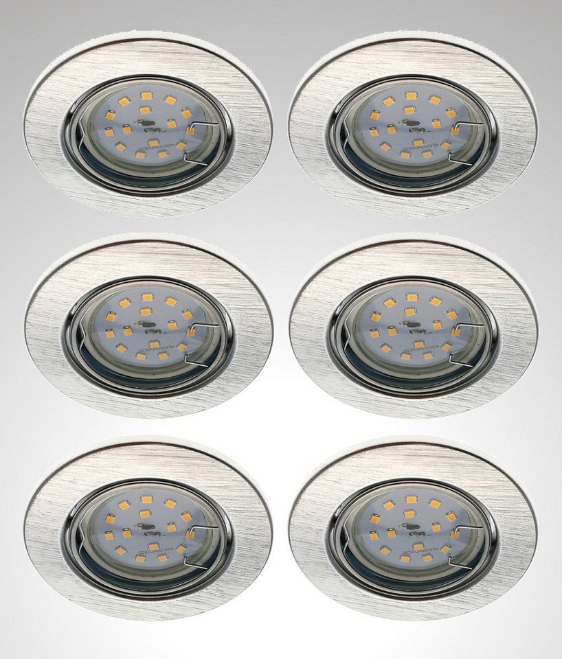TRANGO LED Einbauleuchte, 6er Set 6729-069MO LED Einbaustrahler in ALU gebürstet schwenkbar inkl. 6x 5 Watt 3000K warmweiß Ultra Flach LED Modul, Einbauspots, Deckenlampe, Badleuchte, Deckenleuchte, Spots Bild 4