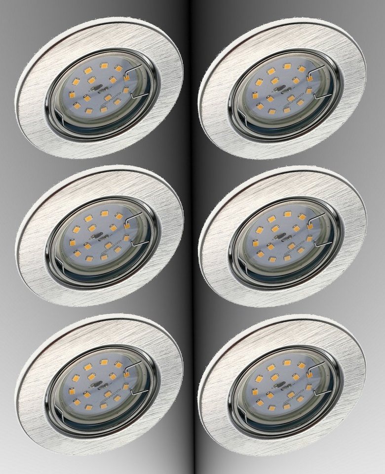 TRANGO LED Einbauleuchte, 6er Set 6729-069MO LED Einbaustrahler in ALU gebürstet schwenkbar inkl. 6x 5 Watt 3000K warmweiß Ultra Flach LED Modul, Einbauspots, Deckenlampe, Badleuchte, Deckenleuchte, Spots Bild 5