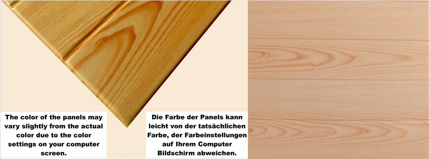 IKHEMalarka 3D Wandpaneel aus Polystyrol Styropor XPS Holzoptik 4m² Pakiet, 0,25 qm, Paneelen für Decken Wand 50x50cm 3mm Stärke Bild 2