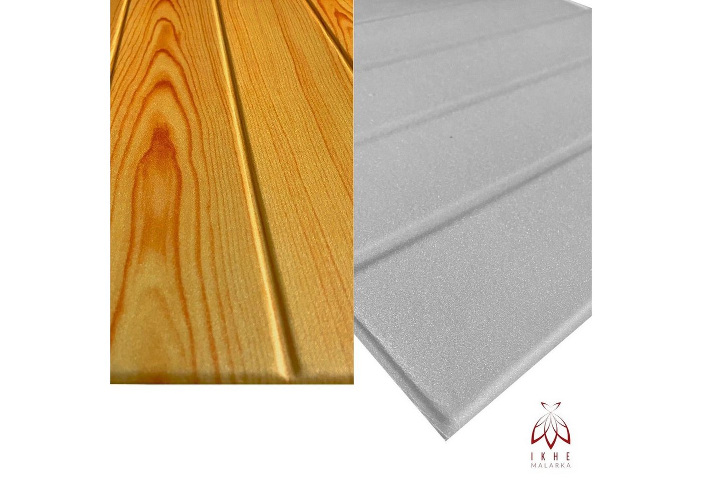 IKHEMalarka 3D Wandpaneel aus Polystyrol Styropor XPS Holzoptik 4m² Pakiet, 0,25 qm, Paneelen für Decken Wand 50x50cm 3mm Stärke Bild 3