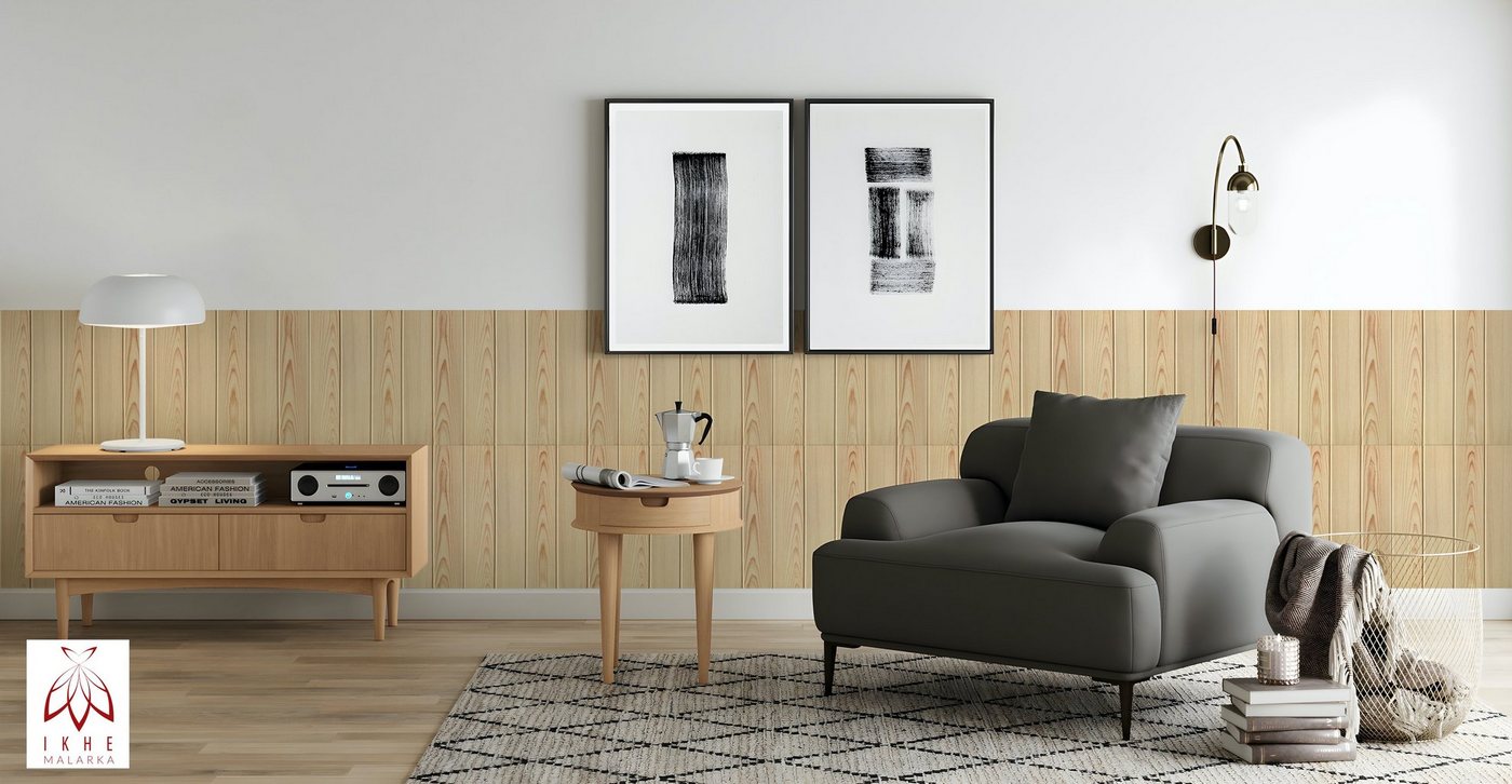IKHEMalarka 3D Wandpaneel aus Polystyrol Styropor XPS Holzoptik 4m² Pakiet, 0,25 qm, Paneelen für Decken Wand 50x50cm 3mm Stärke Bild 4