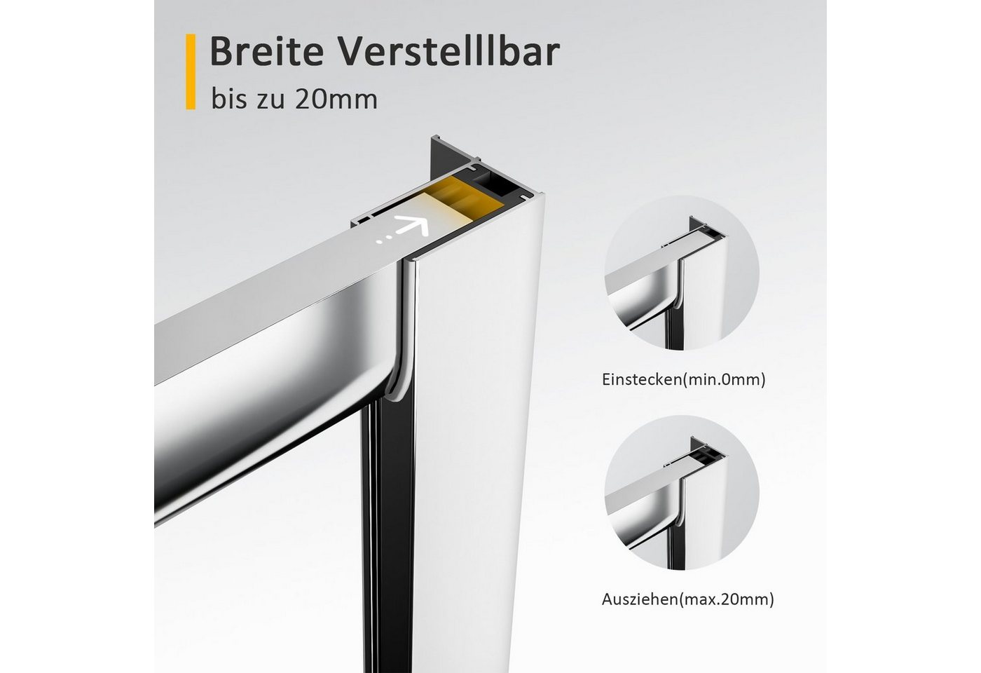 Boromal Eckdusche Duschkabine Schiebetür 75x75 Eckeinstieg Duschabtrennung Duschwand 185, BxT: 75x75 cm, Einscheibensicherheitsglas, Duschwand Duschabtrennung Bild 3
