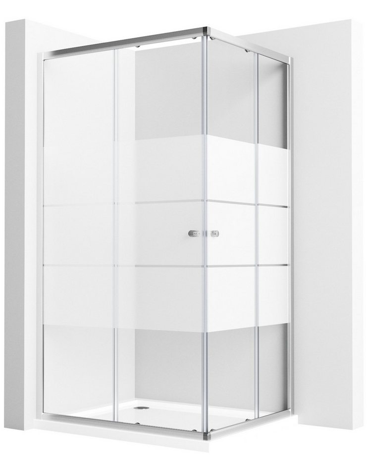 Boromal Eckdusche Duschkabine Schiebetür 75x75 Eckeinstieg Duschabtrennung Duschwand 185, BxT: 75x75 cm, Einscheibensicherheitsglas, Duschwand Duschabtrennung Bild 5