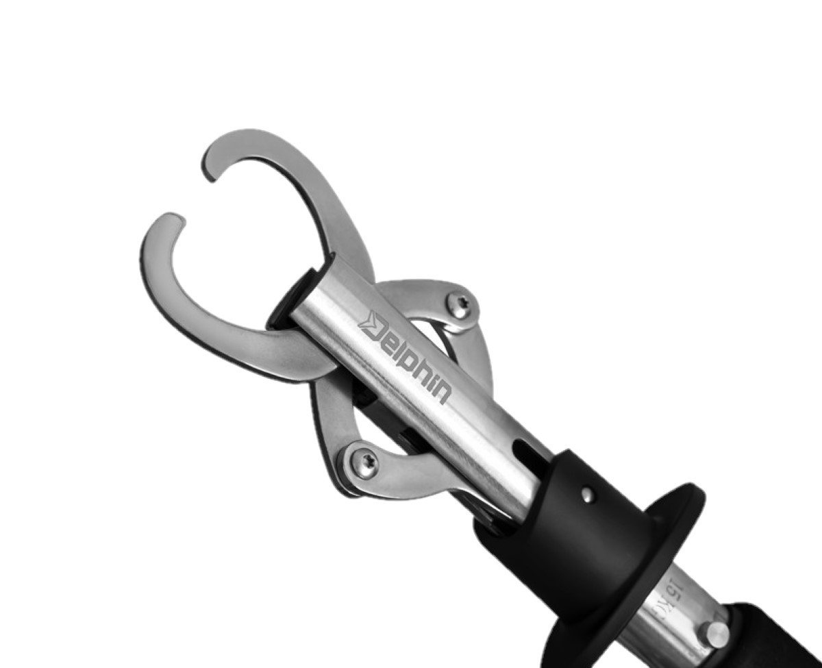 Delphin.sk Anglerzange Fischgreifer CLAMPER mit 15kg Waage Kabel Karabiner Landehilfe Gripper, Spar-Set, Landehilfe aus Metall, mit der Sie große Raubfische bewältigen können Bild 4