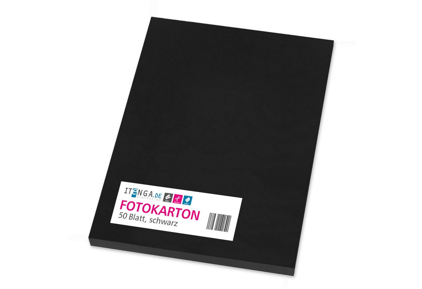itenga Bastelkartonpapier itenga Fotokarton A4 SCHWARZ 50 Blatt 300 g/qm