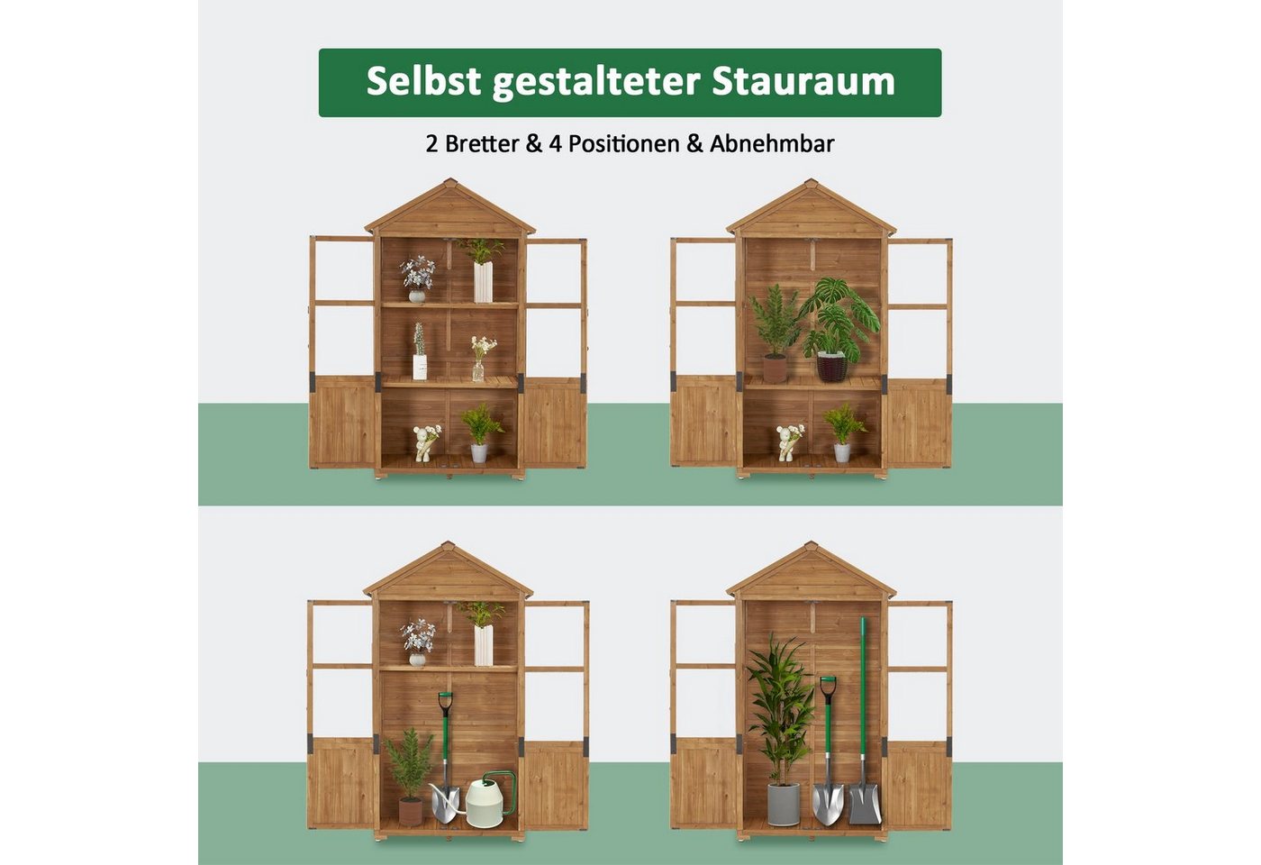 MCombo Gerätehaus MCombo Gartenschrank Werkzeugschrank 100 × 53 × 178 cm, 01111, Outdoor Gartenhaus Gerätehaus, Wetterfest, Für Balkon & Terrasse