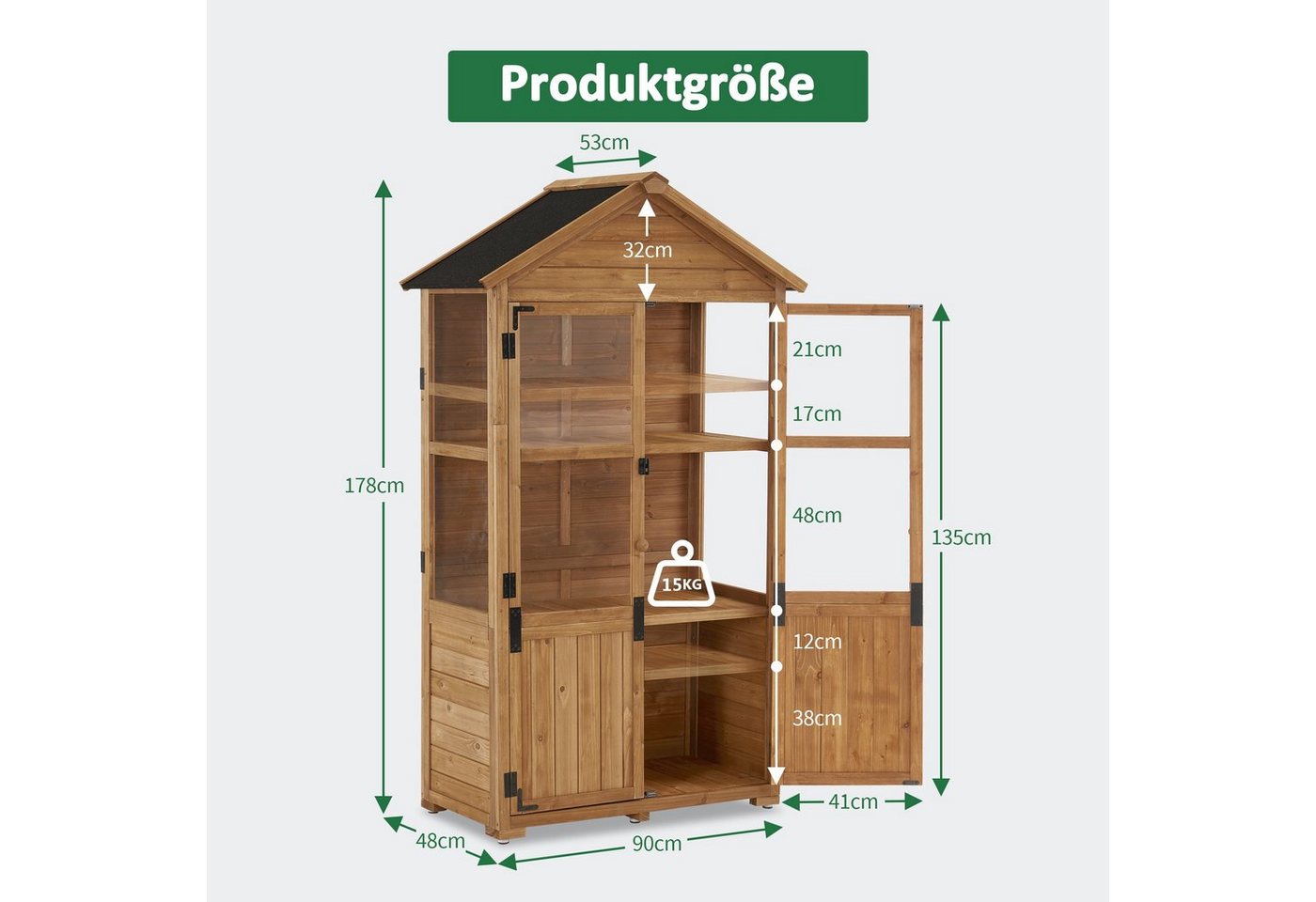 MCombo Gerätehaus MCombo Gartenschrank Werkzeugschrank 100 × 53 × 178 cm, 01111, Outdoor Gartenhaus Gerätehaus, Wetterfest, Für Balkon & Terrasse Bild 4