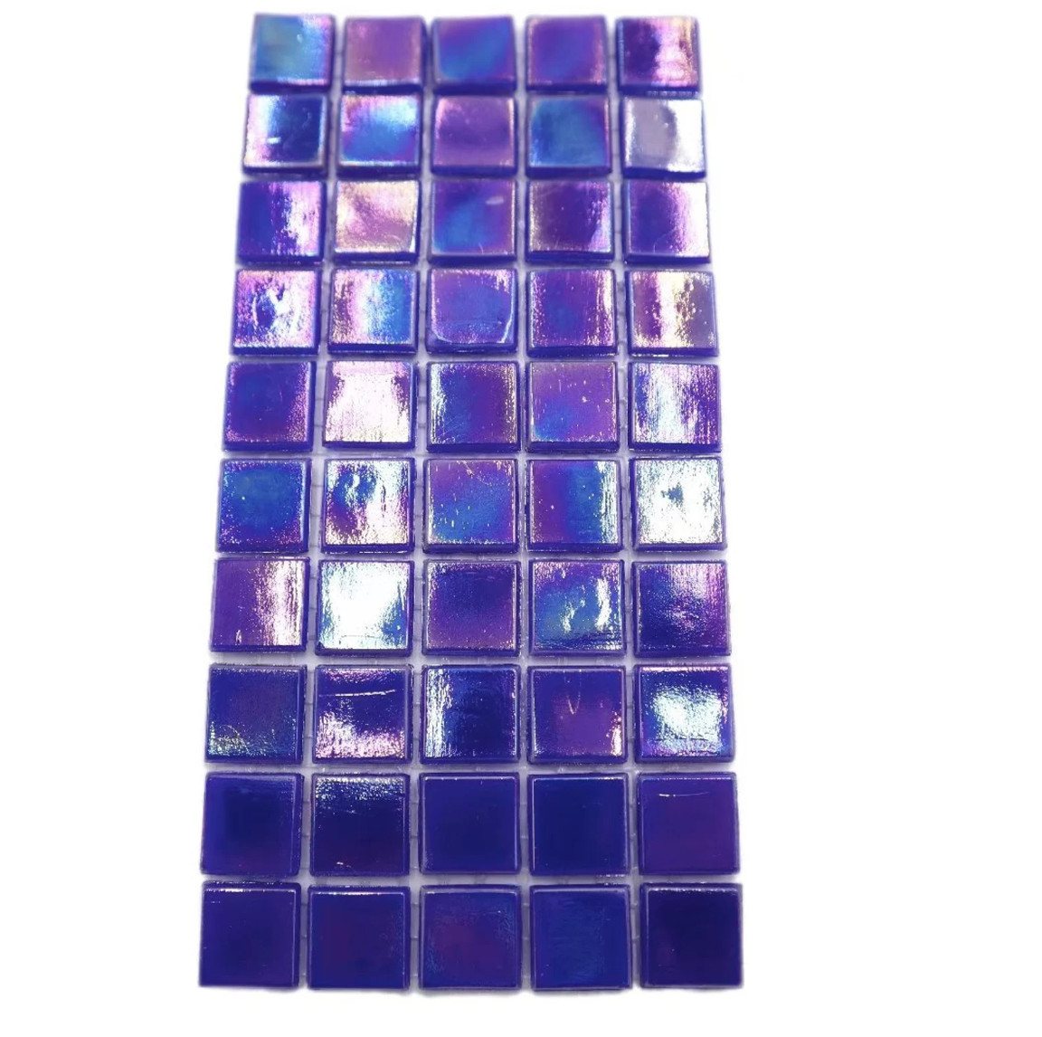 Armena Mosaikfliesen 1.5x1.5cm glänzend Glasmosaik auf netz 5x10 Stück, Königsblau2