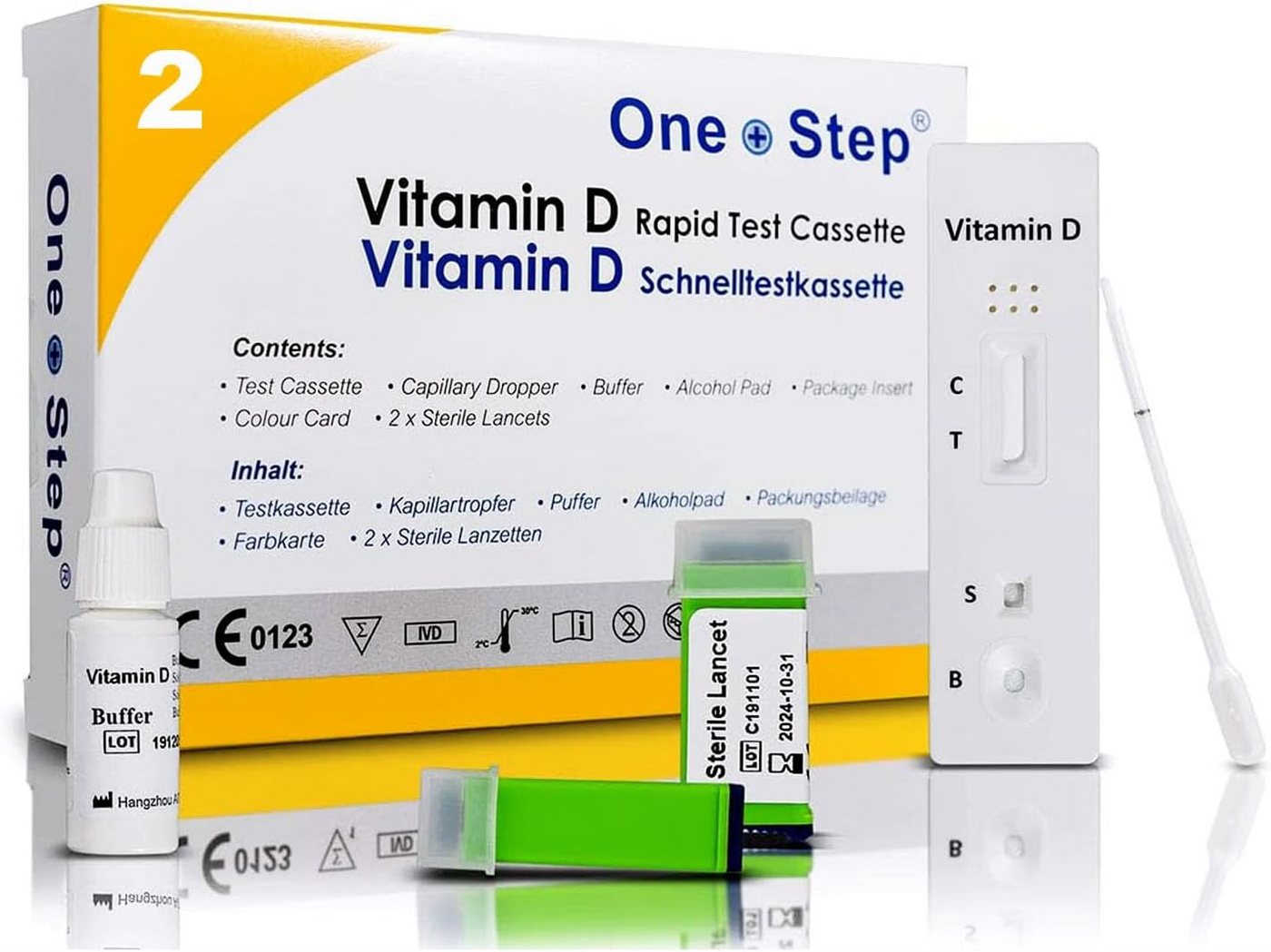 One+Step Nährstoffmangeltest Vitamin D Test Kit Selbsttest, 2-tlg. Bild 2