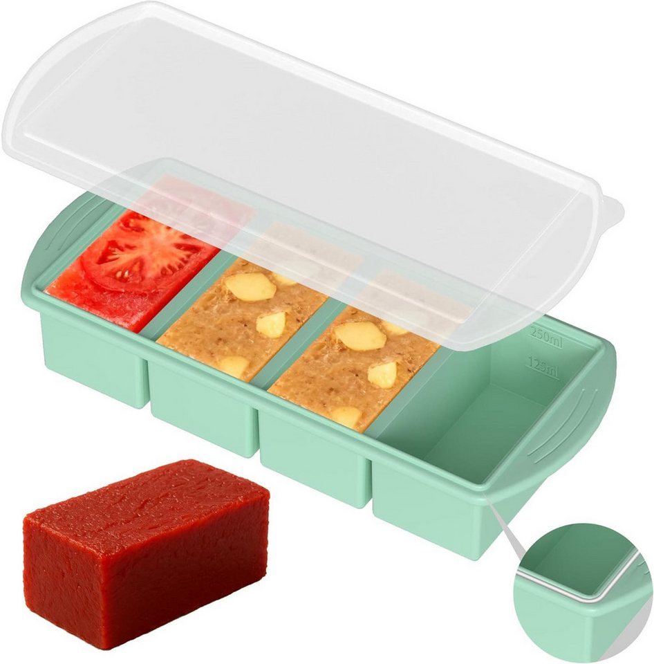 FELIXLEO Eiswürfelform Silikon Gefrierform mit Deckel für Suppe Meal Prep Mint, (3-tlg) Bild 3