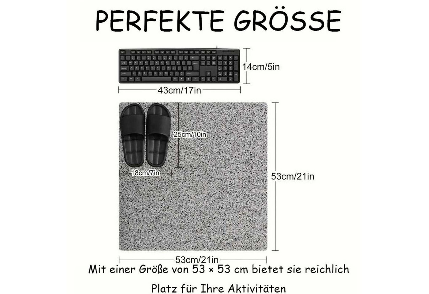 Diwzbyn Duschmatte rutschfest 53x53 cm Badewannenmatte Badematte Höhe 10 mm Bild 2