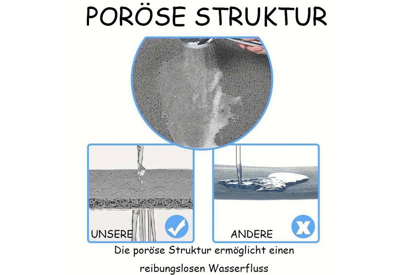 Diwzbyn Duschmatte rutschfest 53x53 cm Badewannenmatte Badematte Höhe 10 mm Bild 3