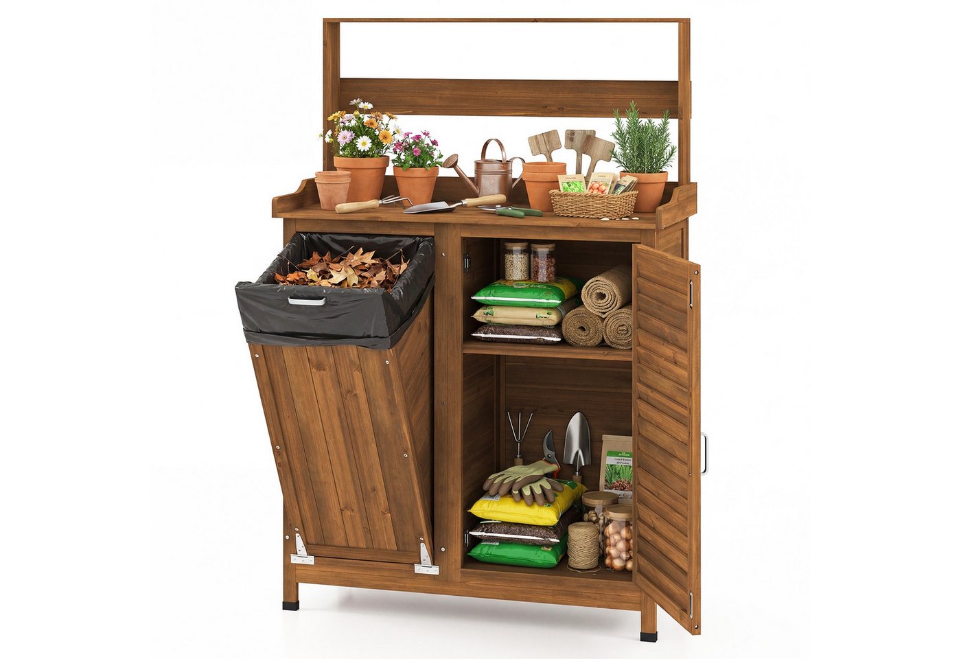 COSTWAY Pflanztisch (1-St), Gärtnertisch, Blumentisch mit Unterschrank & Regal Bild 3