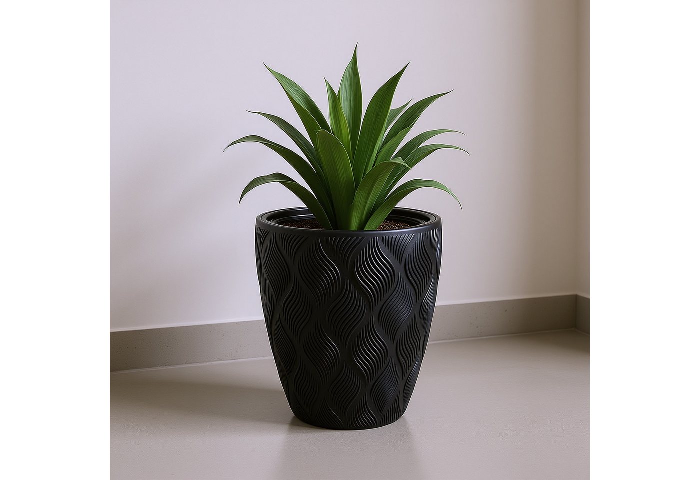 KAGM Pflanzkübel Blumenkübel Blumentopf dekorativ Ø 28,5 cm Schwarz (1 St., inkl. Pflanzeinsatz) Bild 2